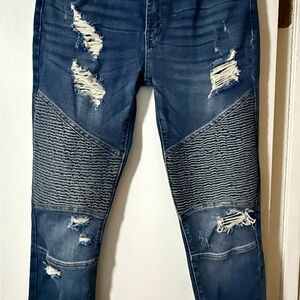 Judy Blue Men's Ripped Dark Blue Skinny Jeans
